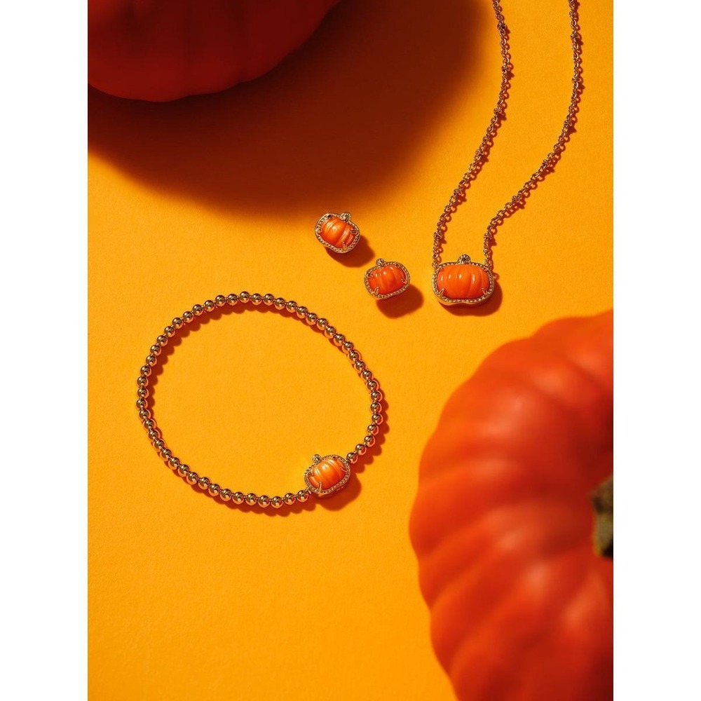 NWT Kendra Scott Pumpkin Stretch Bracelet in Orange Mother of Pearl / Brand New - Picture 3 of 4